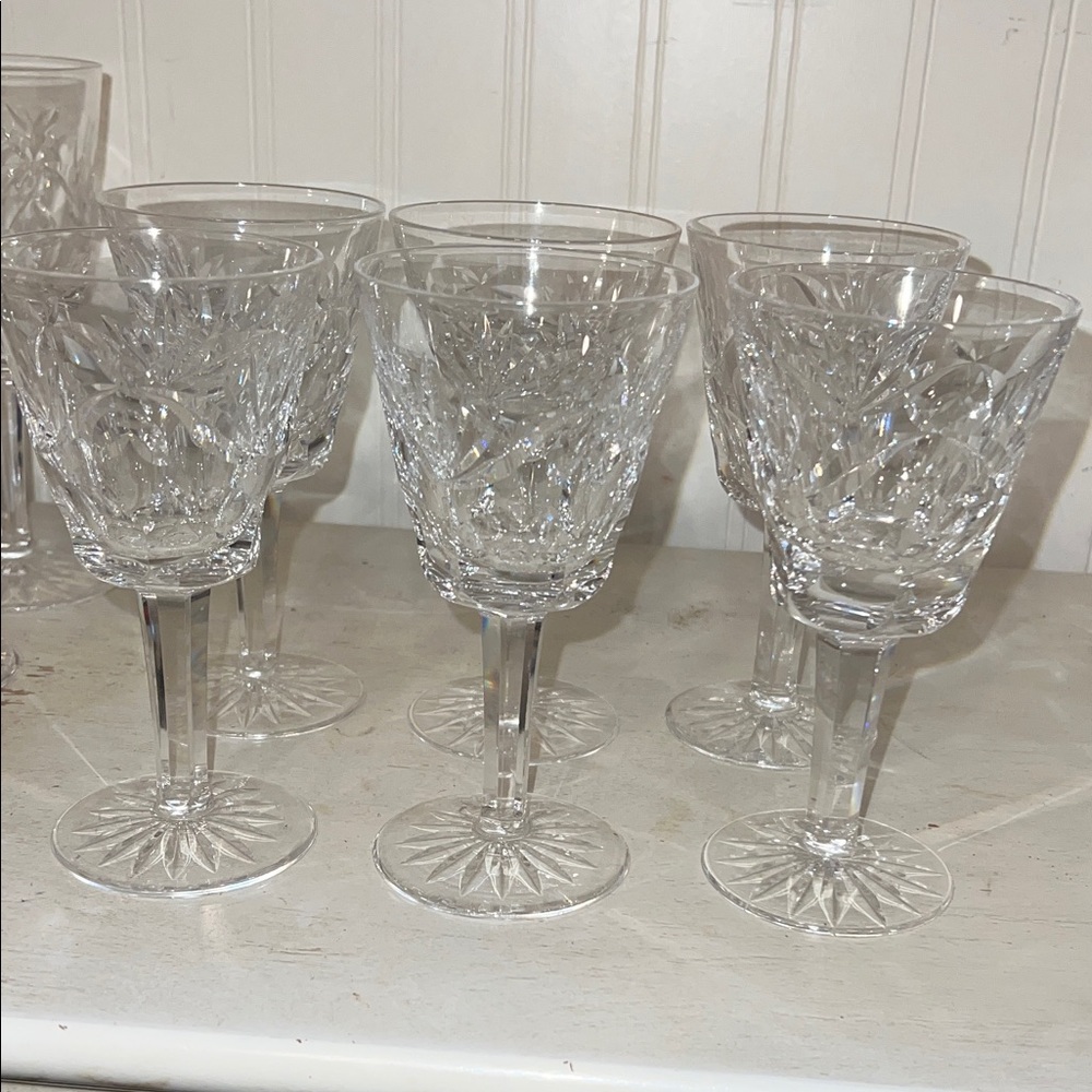 6 Vintage Waterford Glasses Ashling Pattern Lead Crystal Wine Glasses